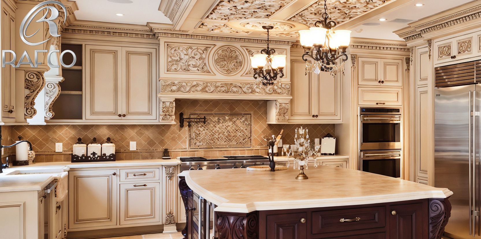 کابینت با نقش و نگار برای آشپزخانه